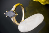 Fabelhafter Navette Saphire mit Trapez Diamanten in 750er Gelbgold Ring Gold 