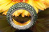 Ring mit rundum Tsavorit und Brillanten seitlich in Weißgold 750 18K Größe 56 