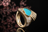 Chanel Türkis Herz Ring mit Diamanten Brillanten Massiv in Gelbgold 