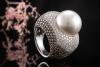 Perlenring Ring mit Südsee Zuchtperle und Diamanten Brillanten Weißgold 