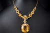 Prunkvolles Gala Collier mit Citrin und Diamanten in Gelbgold 750 Arbeit 