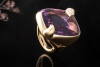 Pomellato Ring Ritratto Maxi mit Amethyst Lila Diamanten in Gelbgold 750 