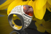 Mandarin Granat Ring mit 6 Ct. Brillanten in massiver 750er Weißgold Goldschmiedearbeit 