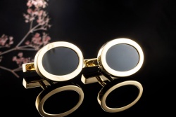 Tiffany & Co. Manschettenknöpfe Vintage mit Onyx Oval in 750er Gelbgold