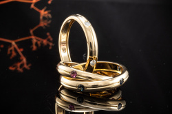 Ring Trinity de Cartier mit Diamanten Rubin Saphir in Gelbgold 750 Gr 56