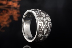 Leo Wittwer Ring mit Emaille Grau und Diamanten Brillanten Weißgold 750