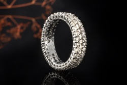 Memoire Ring 3-reihiger Bandring mit Diamanten 2,95 Ct. in Weißgold 750