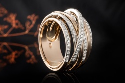 Al Coro Ring Serenata Großes Modell mit Diamanten Roségold Weißgold 750