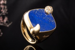 Pomellato Ring Ritratto Lapislazuli und Diamanten Massiv in Gelbgold 750