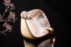 Pomellato Ring Ritratto Rosenquarz u. Diamanten Mattiert in Roségold 750