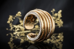 Al Coro Ring Mezzaluna Großes Modell mit Diamanten Roségold Weißgold 750