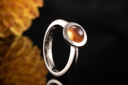 Jochen Pohl Goldschmiede Ring mit Mandarin Granat massiv in Weißgold 750