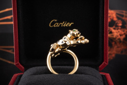 Cartier Ring Panthere de Cartier mit Onyx Lack Tsavorit in Gelbgold 750