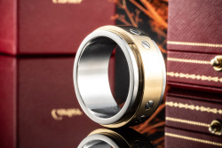 Cartier Santos 100 Ring Herrenring Massiv Stahl und 750er Gold Größe 69
