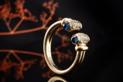 Cartier Vintage Ring Saphir Cabochons mit Diamanten in Gelbgold 750 OVP