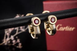 Cartier Vintage Ohrringe Ohrstecker mit je 1 Rubin in Gold Tricolor 750