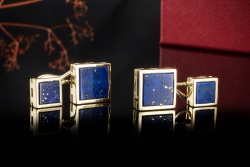 Cartier Vintage Manschettenknöpfe Lapislazuli beidseitig in Gelbgold 750