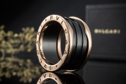 BVLGARI B.zero1 4-Band Ring Schwarze Keramik 750er Roségold 57 Full Set