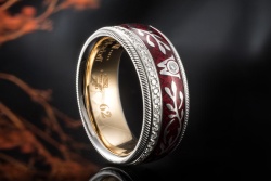 Wellendorff Ring Roter Mohn Drehring mit Diamanten in Weißgold 750 Gr 62