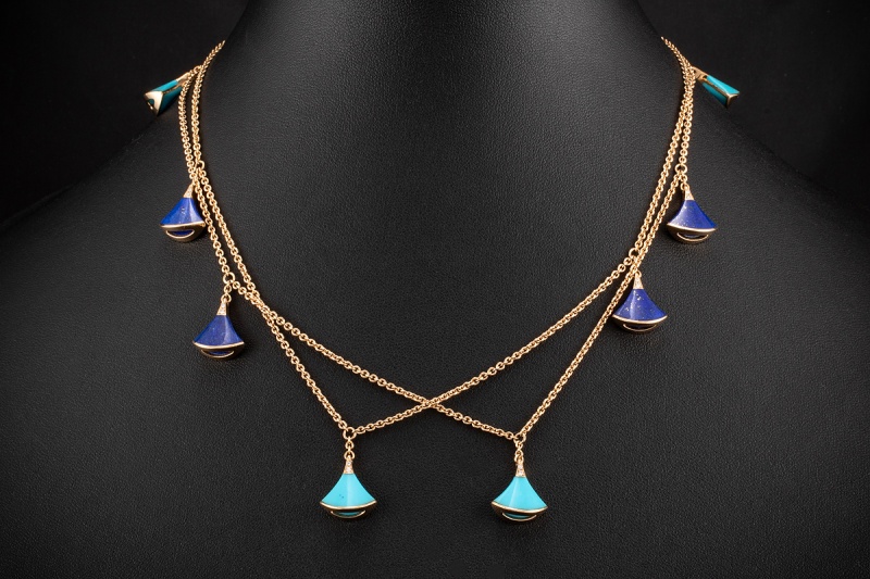 BVLGARI Bulgari Divas Dream 90 cm Kette Collier Lapis Türkis Rotgold 750 