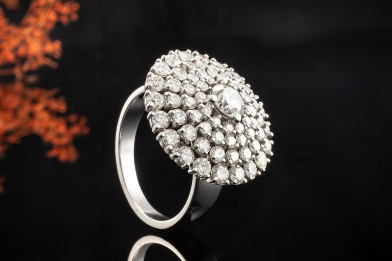 Statement Ring Kreisrund mit 1,5 Ct Diamanten Brillanten in Weißgold 750 