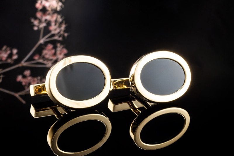 Tiffany & Co. Manschettenknöpfe Vintage mit Onyx Oval in 750er Gelbgold 