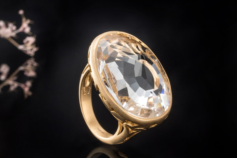 Pomellato Ring Arabesque Bergkristall Mattiert in Gelbgold Roségold 750 