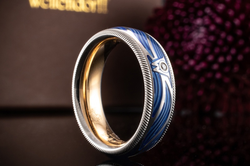 Wellendorff Ring Wellenschimmer Drehring mit Brillant Weißgold Full Set 