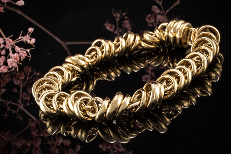 Pomellato Rondelle Armband Massive Goldschmiedearbeit in 750er Gelbgold 