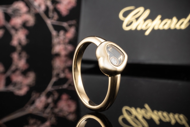 Chopard Happy Diamonds Herz Ring mit Diamant Solitär in 750er Gelbgold 