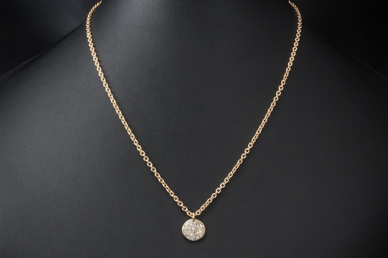 Pomellato Sabbia Collier Halskette Diamant Anhänger Rund in Roségold 750 