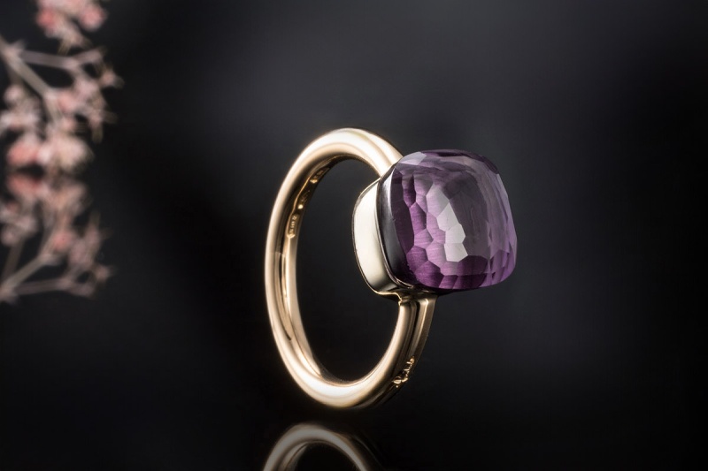 Pomellato Nudo Ring Classic mit Amethyst Lila in 750er Roségold Gelbgold 