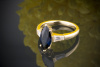 Fabelhafter Navette Saphire mit Trapez Diamanten in 750er Gelbgold Ring Gold 