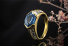 Ring mit Saphir und Diamanten 750er Gelbgold Arbeit Hans Dieter Krieger 