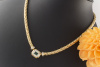 Zeitloses Collier Smaragd und Top Wesselton Brillanten Zopfkette Massiv Gold 750 