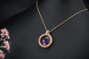 Großartiger Amethyst Leo Wittwer Rotgold Anhänger mit braunen Diamanten 