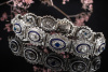 Art Deco Armband mit Saphir Diamant und blaue Akzenten in 750er Weißgold 