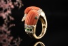 Van Cleef & Arpels Ring VCA Schwan Ente Koralle Diamant Smaragd Gold 750 