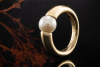 Cartier Ring mit Akoya Zuchtperle 7,9mm Vintage Massiv in 750er Gelbgold 