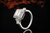 Diamant Ring Eckig mit Baguette-Diamanten und Brillanten in Weißgold 750 