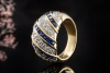 Ring Saphir Carré Traum mit Diamanten in Gelbgold 750 Goldschmiedearbeit 