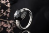 Pomellato Ring Capri Gagat Jet Schwarz mit weißen Diamanten Weißgold 750 