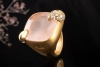 Pomellato Ring Ritratto Rosenquarz u. Diamanten Mattiert in Gelbgold 750 