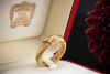 Cartier Vintage Ring Diamanten im Dreieck geflochten in Gold Tricolor 53 