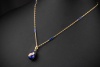 Fabergé Ei Collier Kette mit Anhänger Emaille Blau Brillanten 750er Gold 