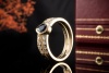 Cartier Paris Ring mit Saphir Tropfen und Diamanten in Gelbgold 750 OVP 