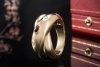 Cartier Vintage Ring mit Rubin und 2 Diamanten Massiv 750er Gelbgold OVP 