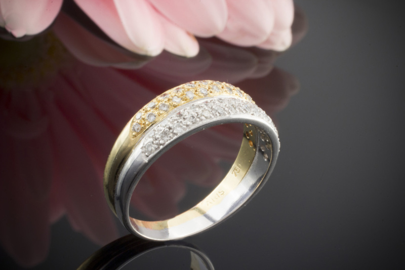 DoppelRing Bicolor Ring mit 0,46 Carat Brillanten 750er Weißgold & Gelbgold 