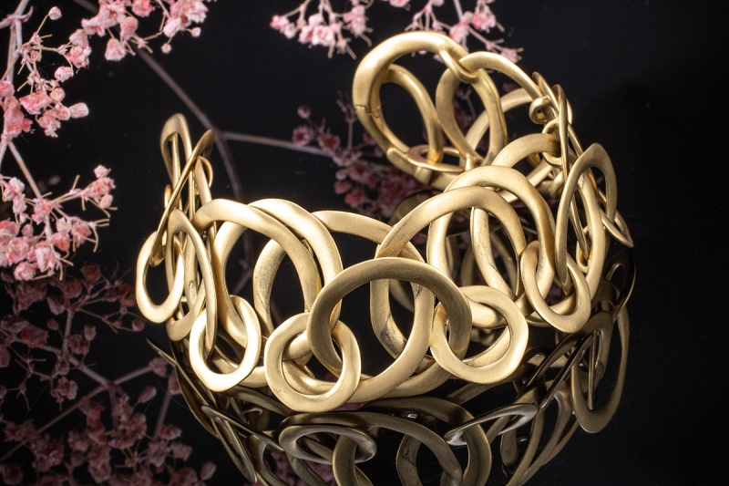 Breites Pomellato Glieder Armband "Maille plate" Mattiert in 750er Gold 