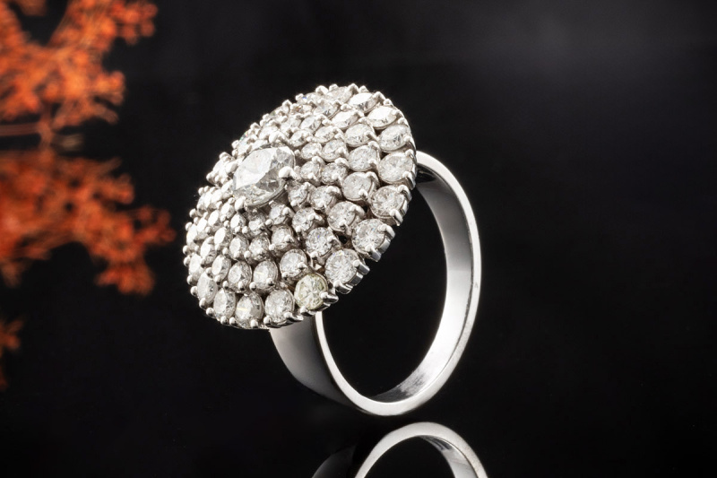 Statement Ring Kreisrund mit 1,5 Ct Diamanten Brillanten in Weißgold 750 